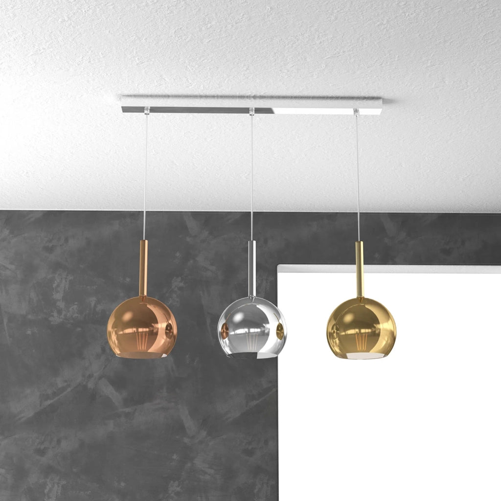 Lampadario Rettangolare Future Metallo Cromo Vetro Multicolor 3 Luci E27