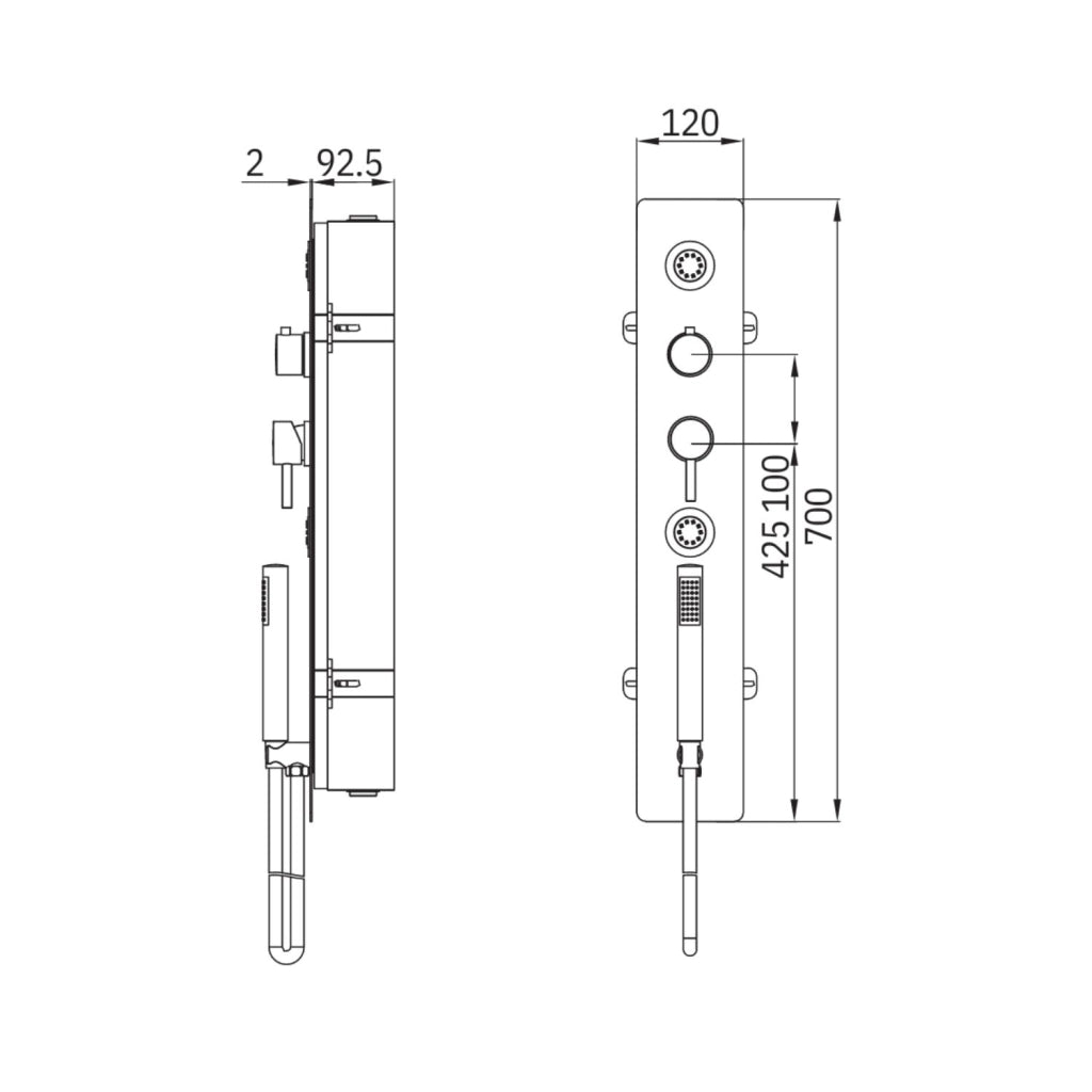 Wall kit a parete da incasso a muro acciaio inox + soffione doccia a parete acciaio inox punta tonda