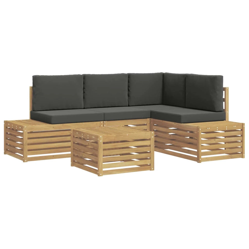 Set di divani da esterno con cuscino 5 Pezzo Bianco e Antracite 3392472