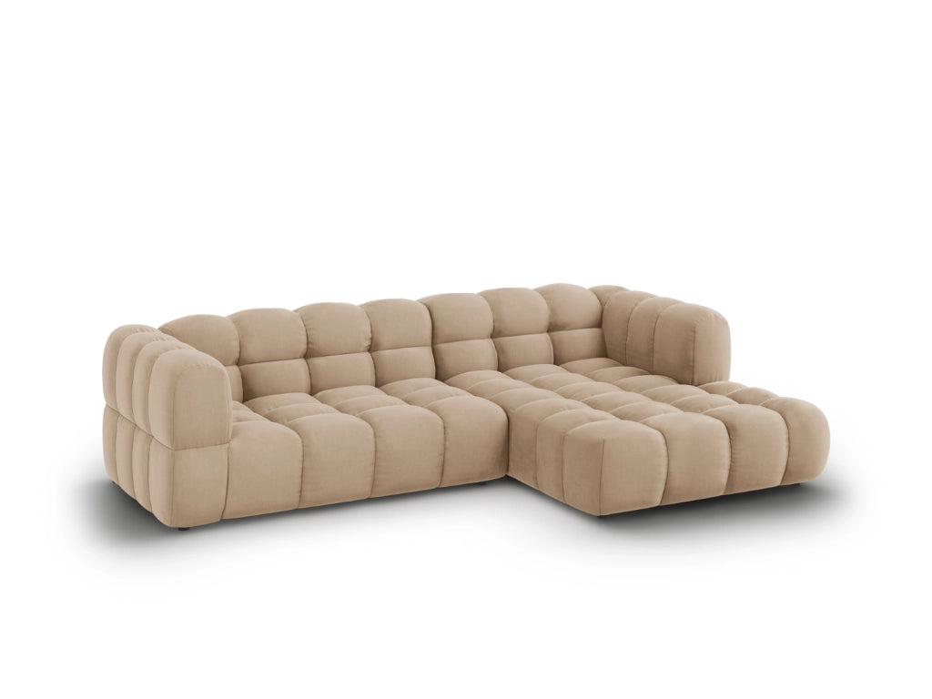 Cosmopolitan Design - Divano angolare modulare destro "Sky" 4 posti in velluto sabbia 