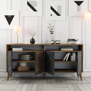 Madia Thuile, Credenza 2 Ripiani, 160x35x78h cm Nero Marmo