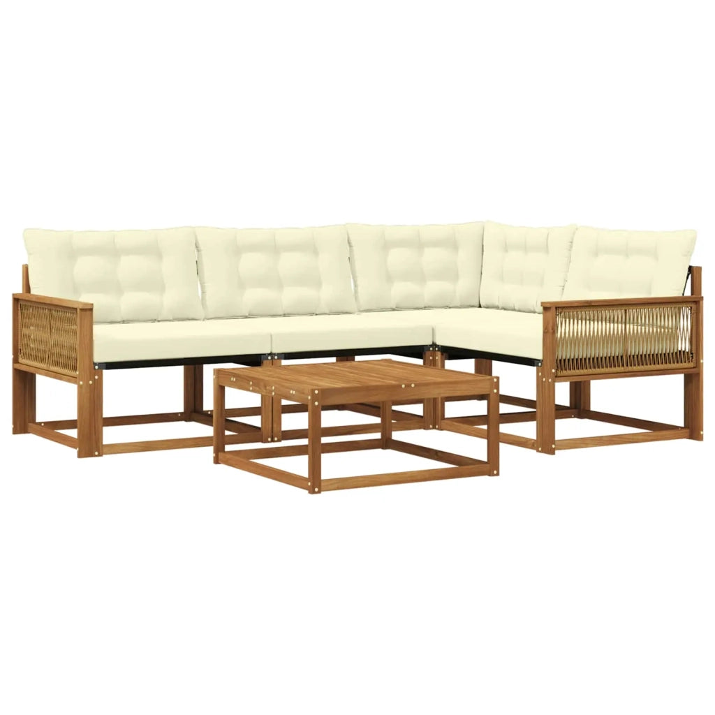 Set di divani da esterno con cuscino 5 pcs Naturale e Crema