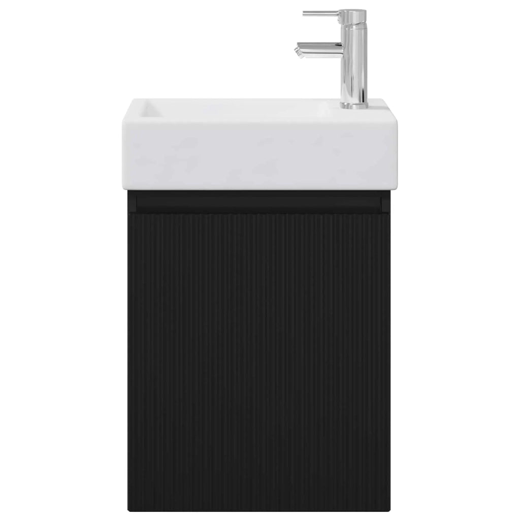 Mobile bagno con rubinetto Nero 45,5 x 22,5 x 84 cm 889452