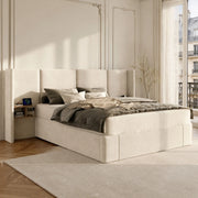 Letto contenitore 160x200 cm beige con USB, prese e comodini