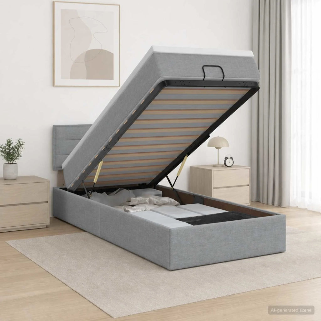 Letto Ottomano con Materasso e LED Grigio Chiaro 80 x 200 cm 3456780