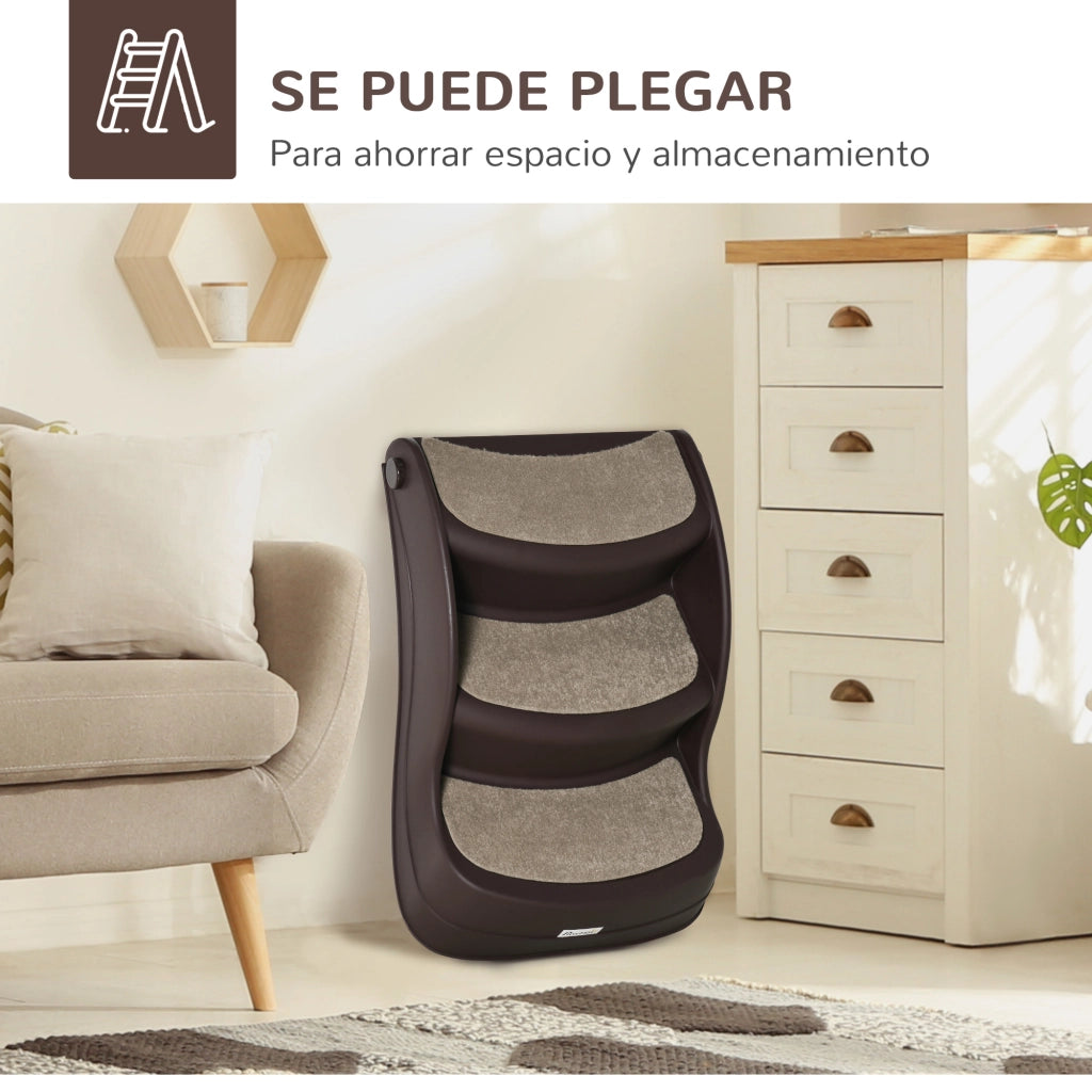 Scala 3 Gradini Pieghevole per Letti e Divani ¨C zephmum ¨C 49x38x38 cm Marrone