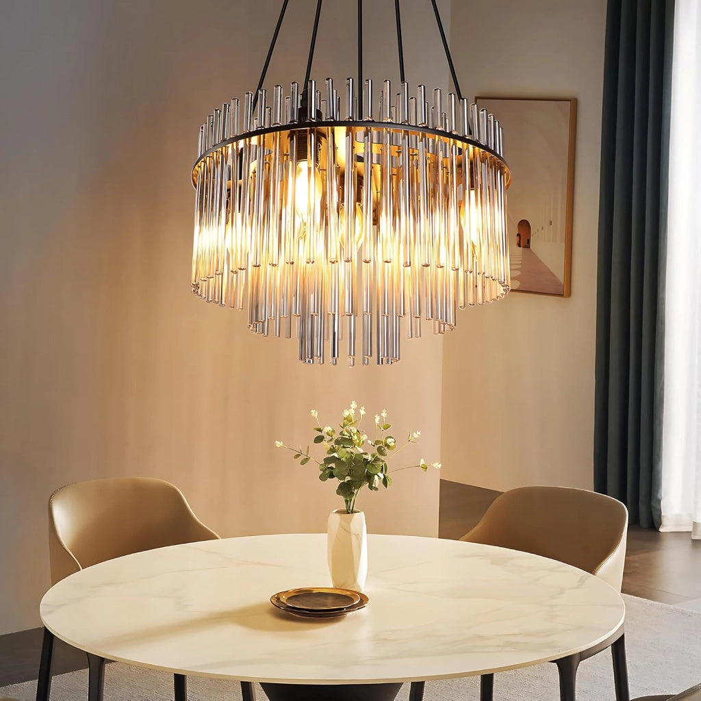 Lampada a Sospensione ZMH Vintage a 5 Fiamme E27 in Vetro Nero (senza Lampadina)