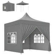 Gazebo pieghevole da giardino 3x3m con 4 pareti laterali e 3 finestre ¨C Xylo ¨C Grigio