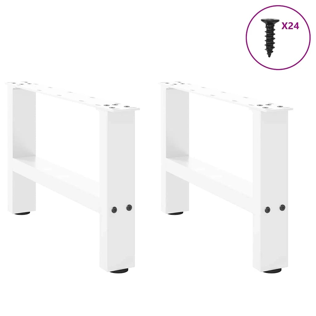 Set di 2 gambe per tavolino da caffè quadrate dal design moderno con piedini regolabili 50 x 30-31 cm acciaio bianco 02_0057501