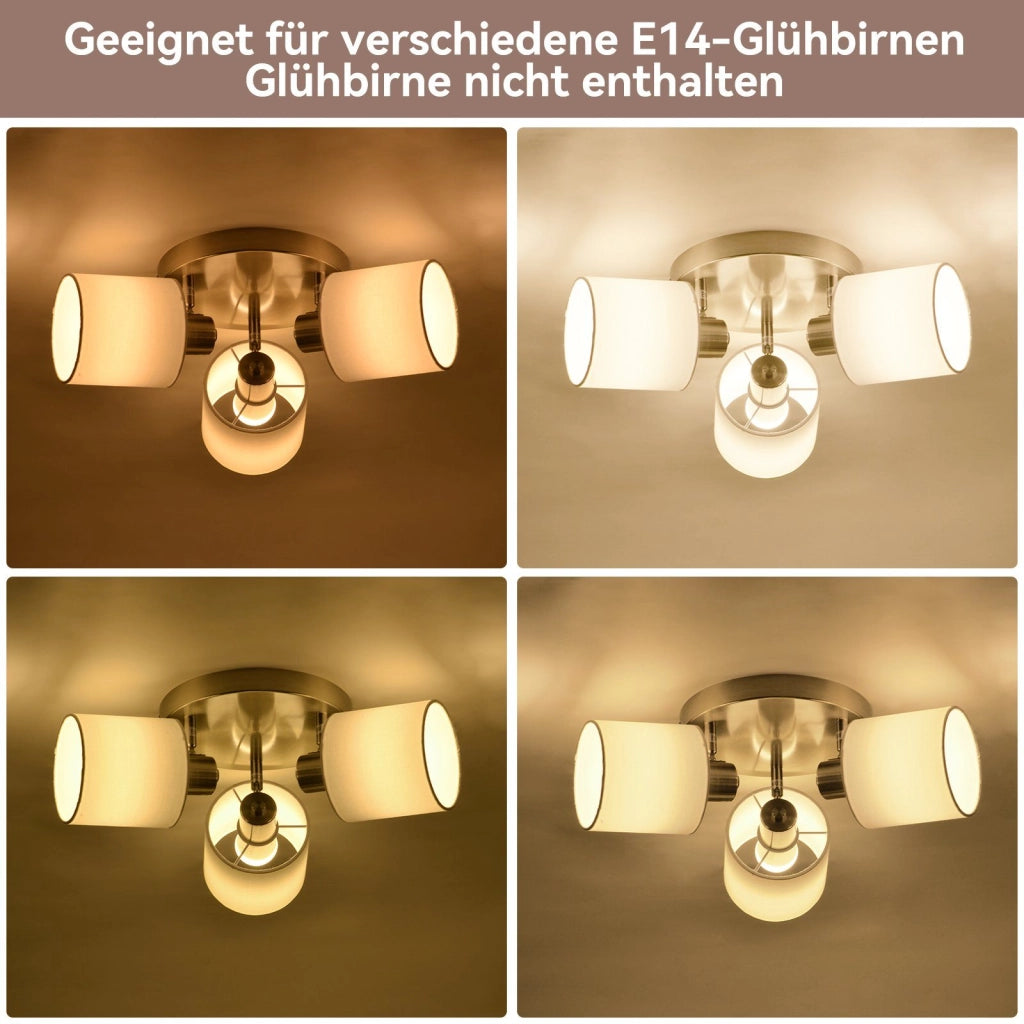ZMH Faretto da soffitto argento 3 luci E14 orientabili 350° max 25W per soggiorno camera senza lampadina