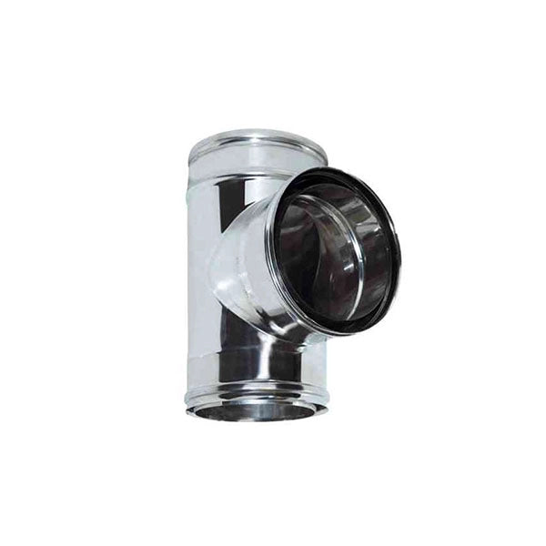 Canna fumaria parete doppia coibentata inox  aria dn 080/100 raccordo t 90 ridotto 80 parete singola tubo  acciaio  316