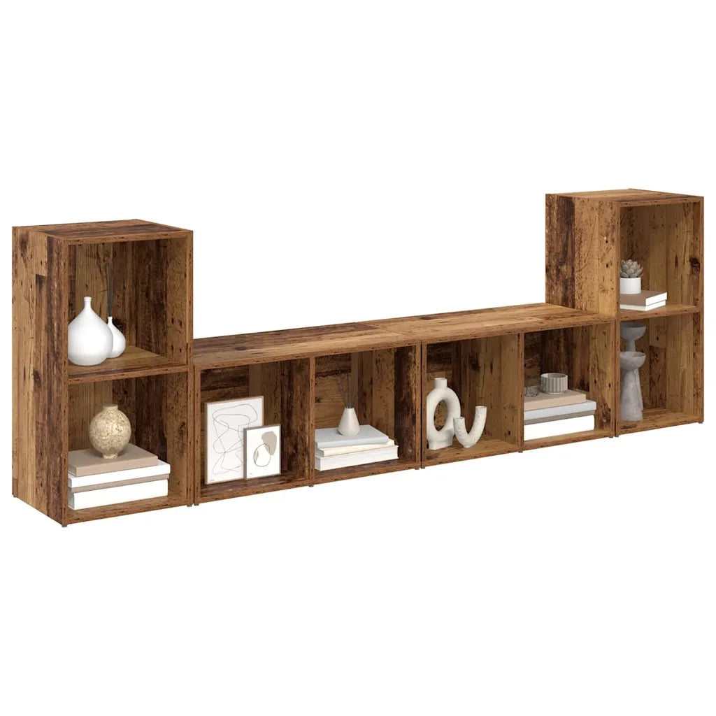 Set mobile TV 4 pz-Credenza per TV Legno vecchio 37 x 37 x 72 cm
