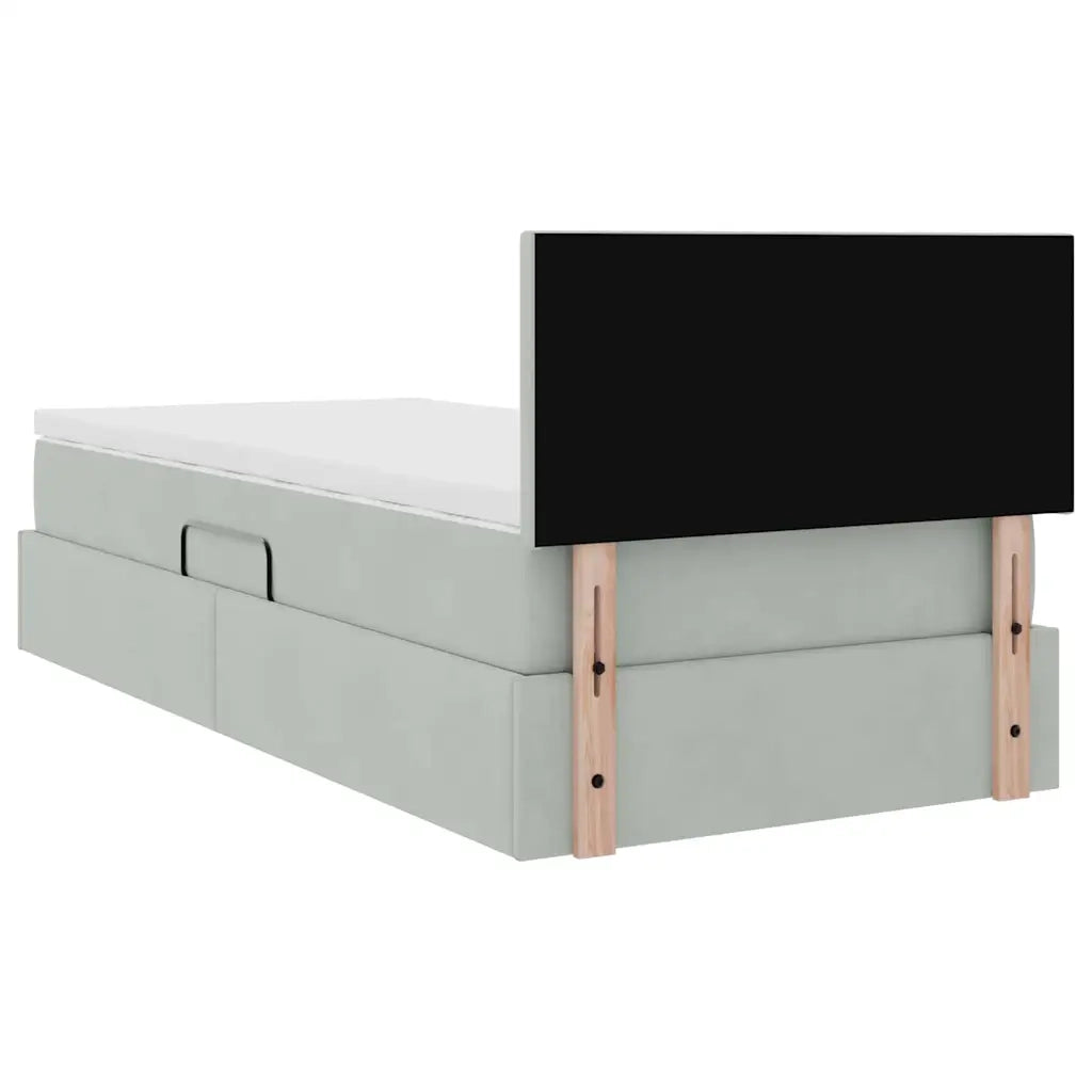 Letto con contenitore e LED Grigio chiaro 100 x 200 cm Velluto 3371313
