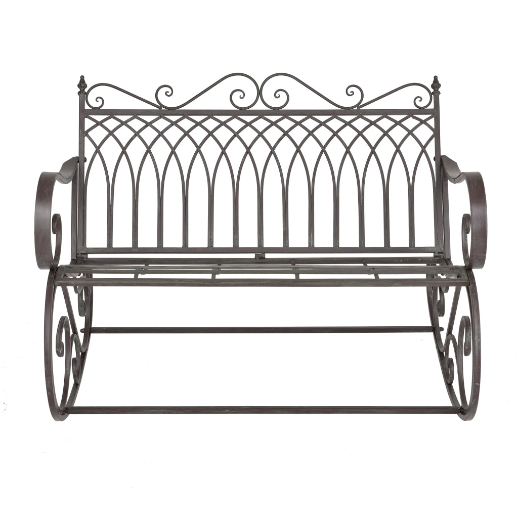 Panca a Dondolo Greenough da Giardino Vintage in Metallo 85 x 113 x 95 cm - Verde [en.casa]