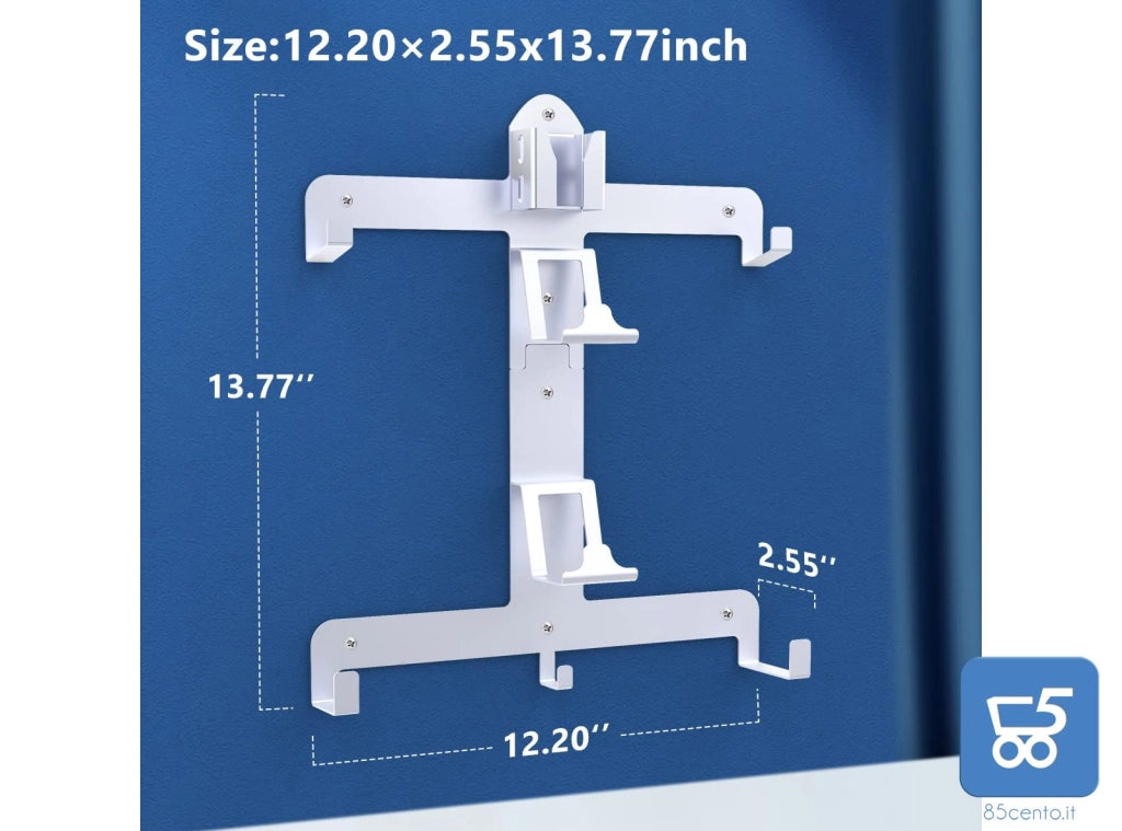 Stand Accessori per PS5 Supporto per Montaggio a Parete in Metallo con Ganci per Cuffie Cavi Controller e Visore VR