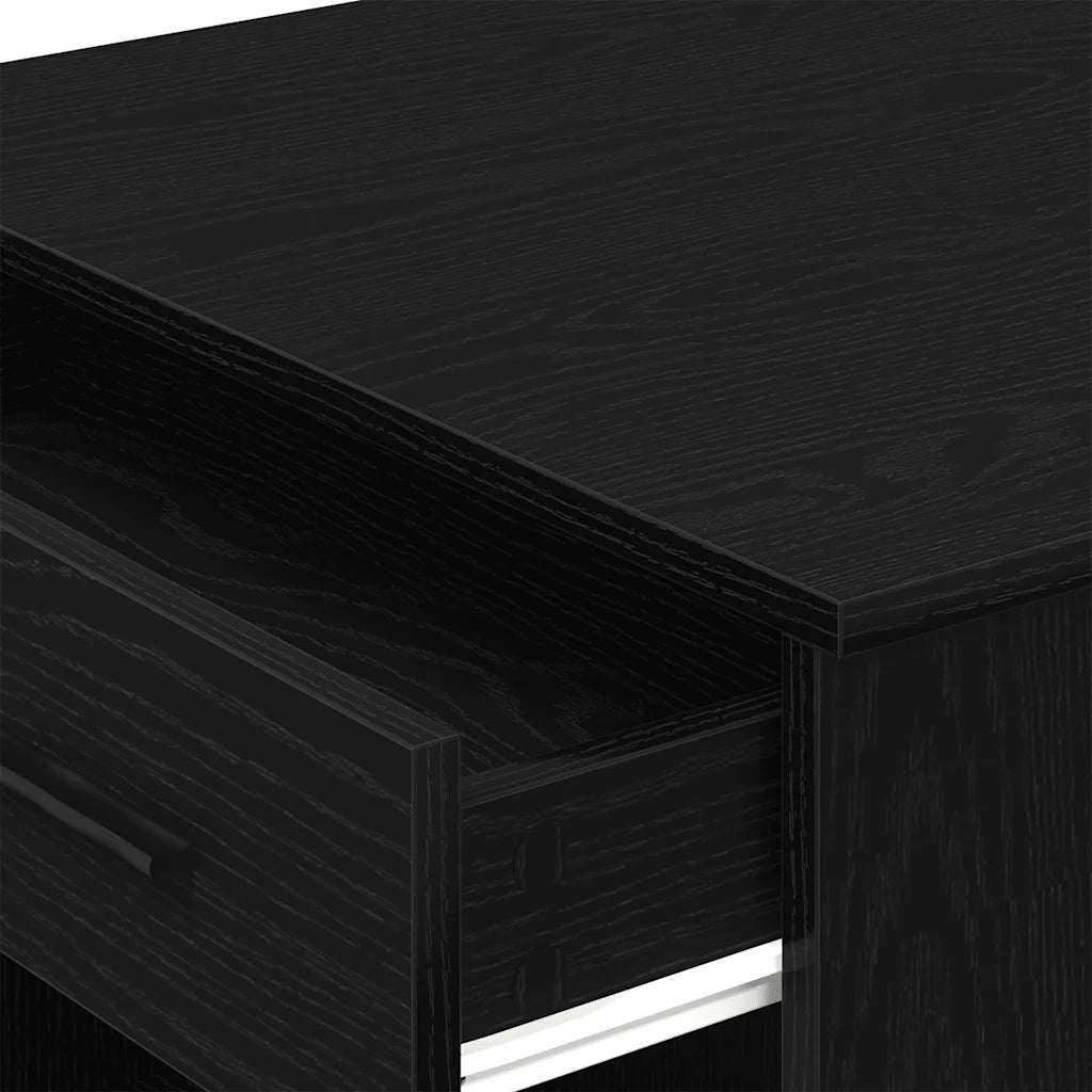 Scrivania con Cassetto e Ripiano Rovere nero Legno Multistrato 858687