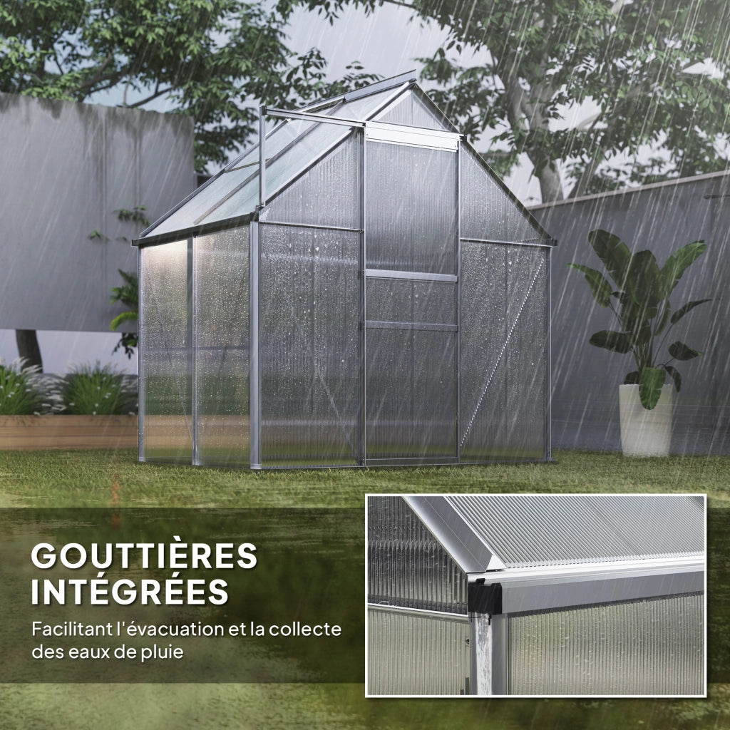 Serra da giardino in alluminio policarbonato con fondazione ¨C zephmum ¨C grigio 192.5x131x200cm