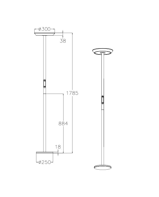 Lampada da terra Fizz a LED 50W integrato, struttura in alluminio e metacrilato, CCT regolabile 2700K-4000K, Rosso - Fizz