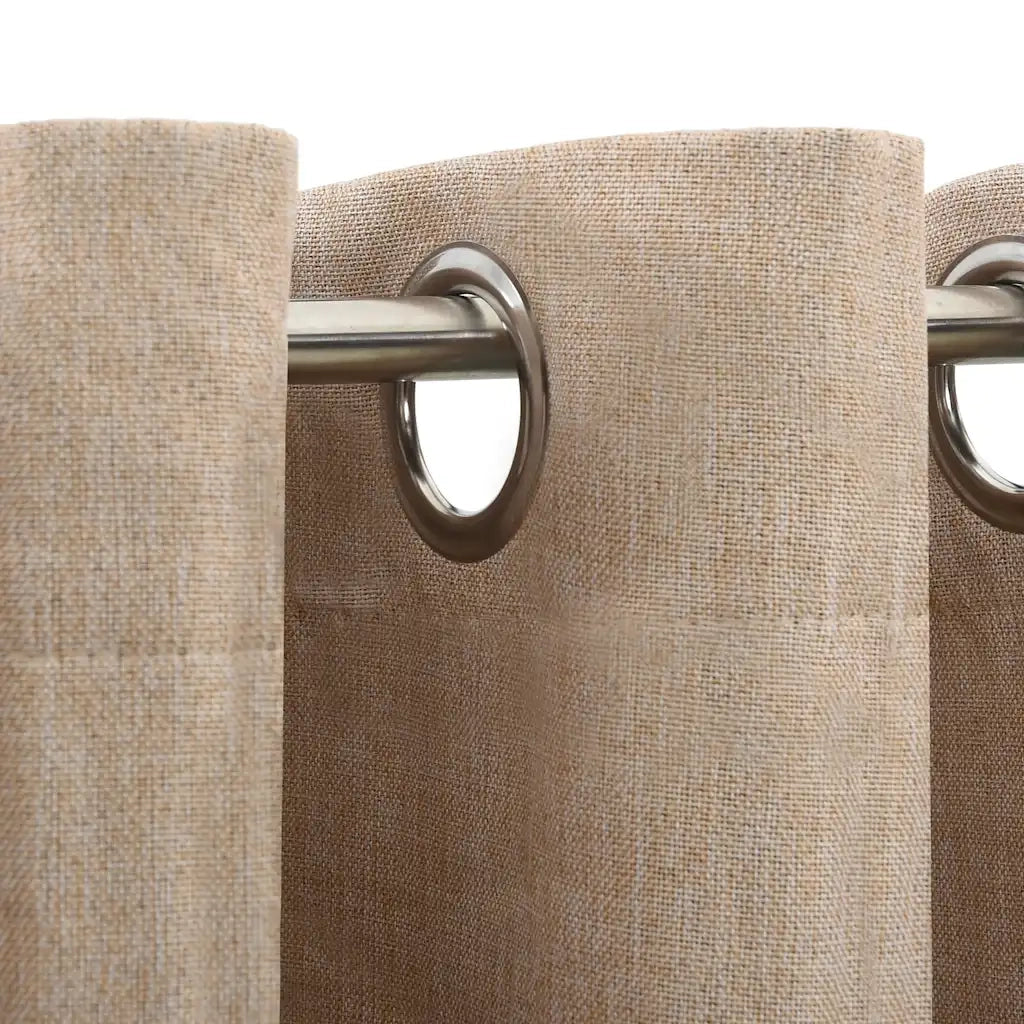 Tende Oscuranti Effetto Lino con Occhielli 2pz Beige 140x225 cm 321209