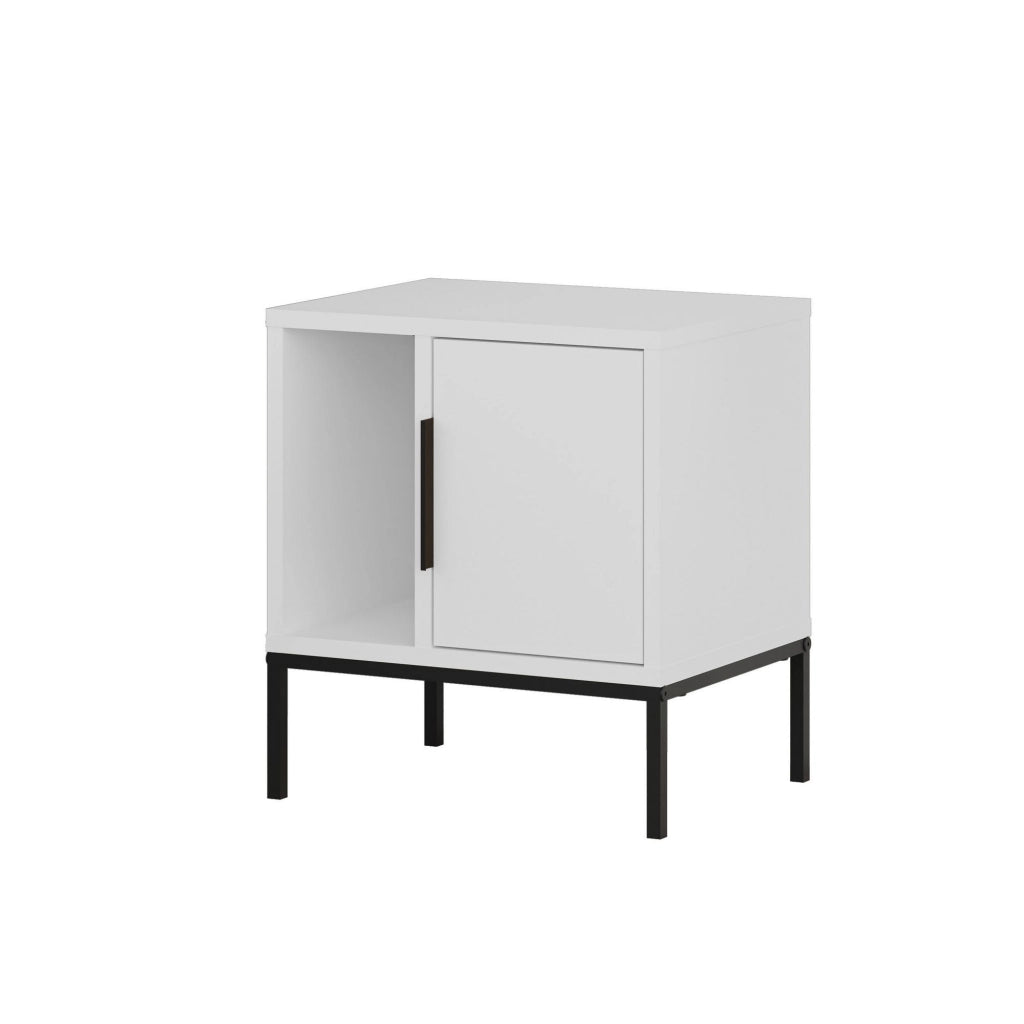 Comodino in legno "Glynn" - 45 x 35 x 50 cm - Bianco