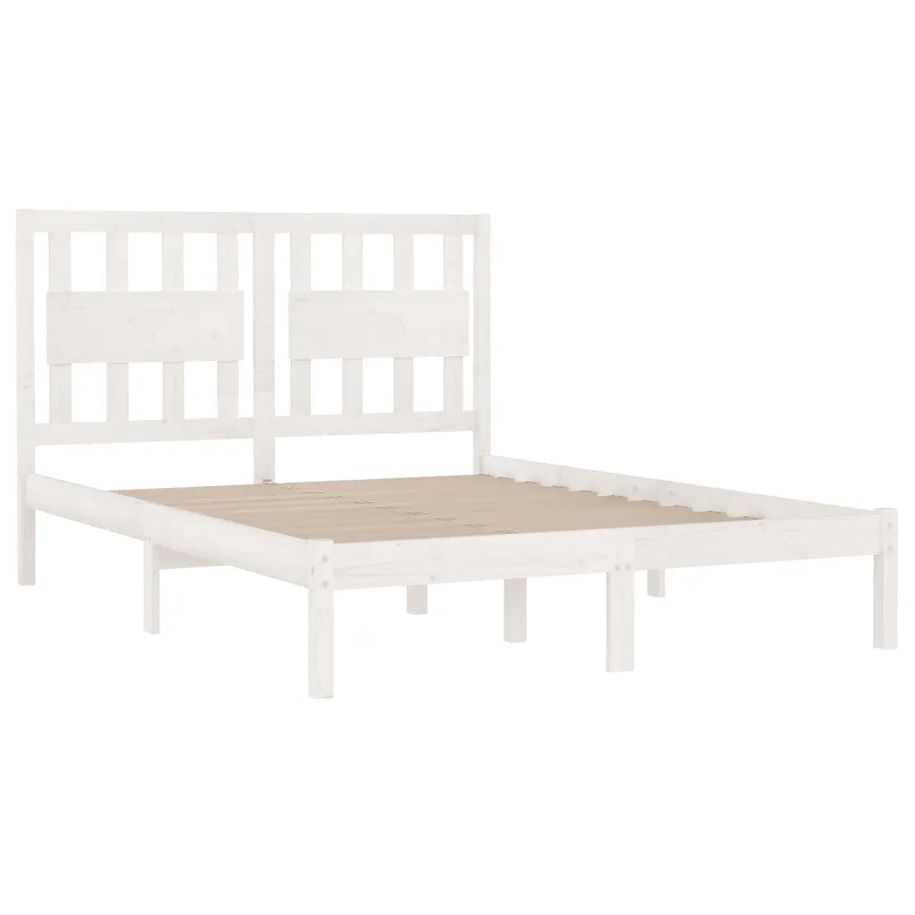 Giroletto Bianco in Legno Massello Pino 150x200cm 5FT King Size cod mxl 64378