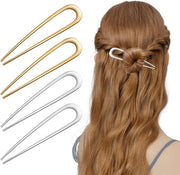 Pine e Clip Metalici a Forma di U in Oro e Argento - Set di 4 Clip per Capelli a Stile Francese per Capelli in Alto per Donne e Ragazze