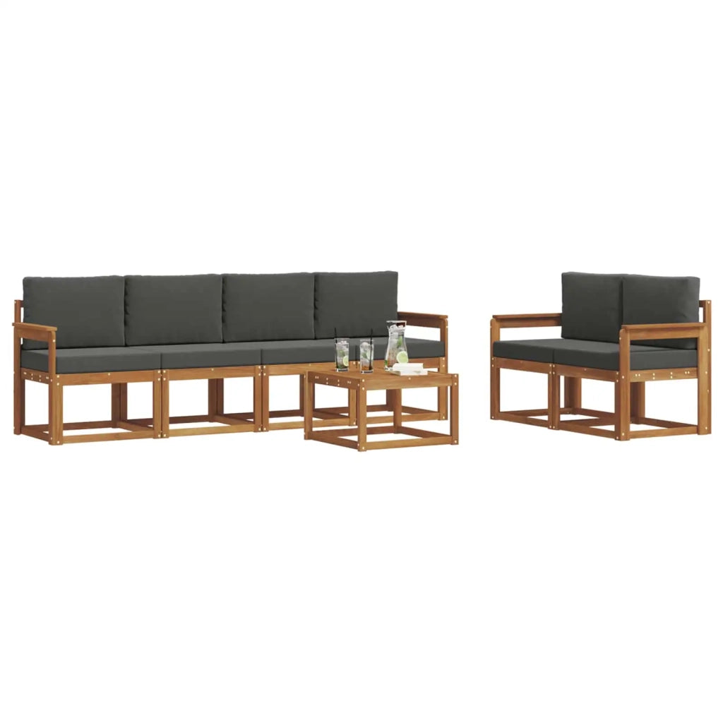 Set di divani da esterno con cuscino 7 pcs Naturale e Antracite 3366035