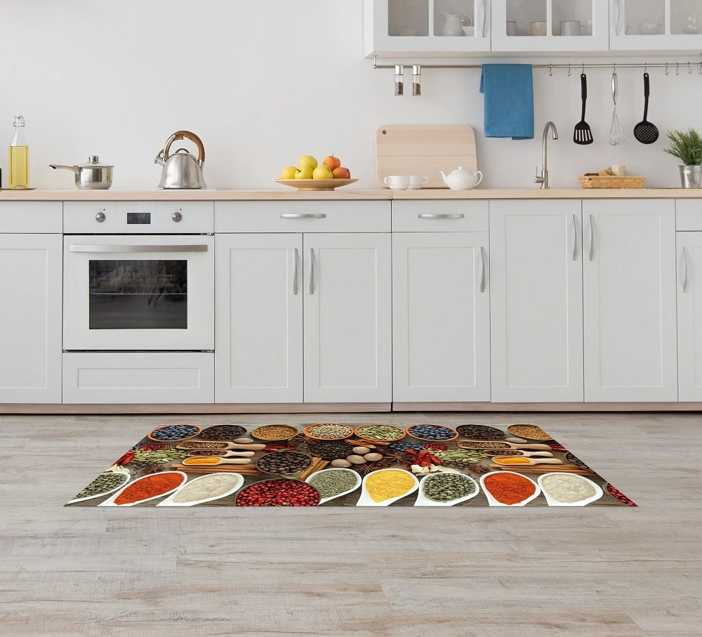 Tappeto Cucina Antiscivolo Made in Italy Passatoia Antimacchia Multiuso Corridoio Soggiorno Lavabile in Lavatrice - 50x300 - Spezie e semini