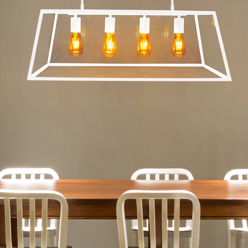 Lampada sospesa FINLAND bianca 4xE27 131cm in vetro Polux