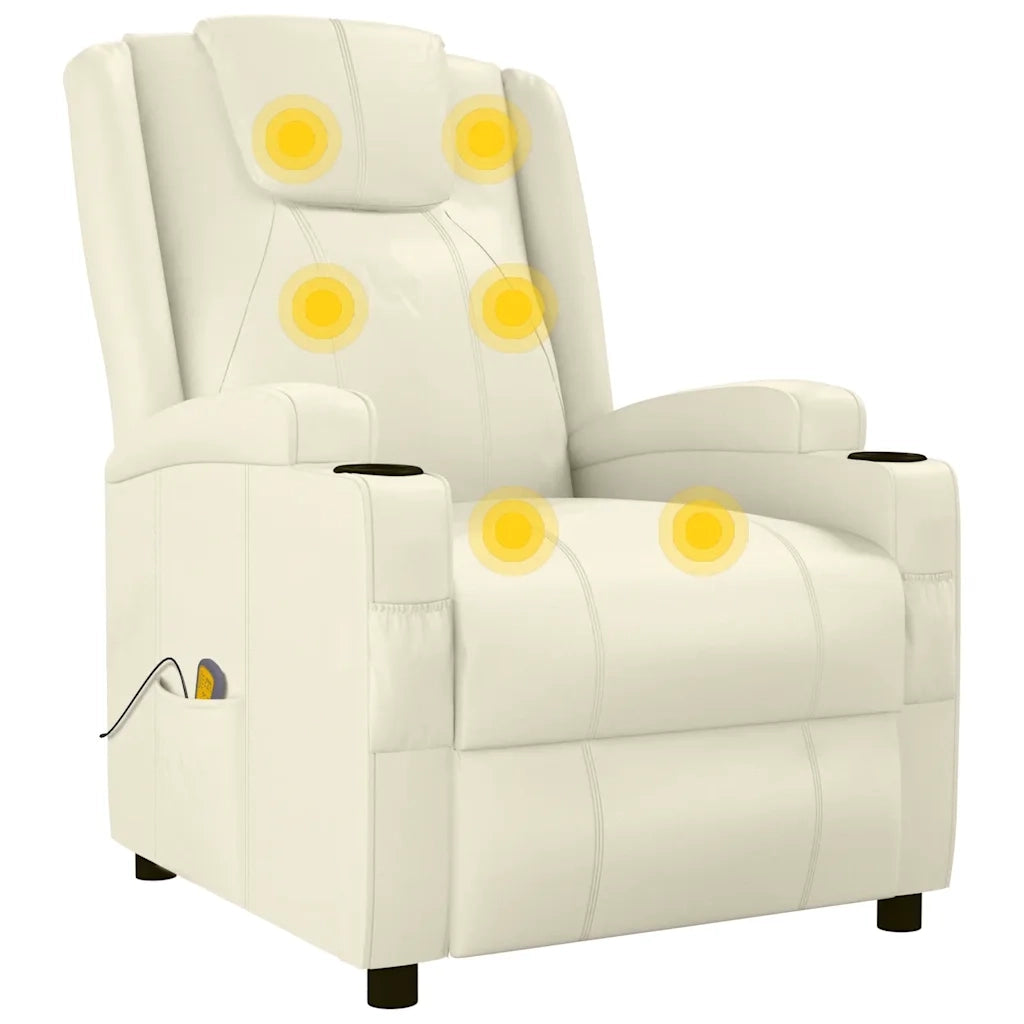 Poltrona Massaggiante Bianco Crema in Similpelle 321312