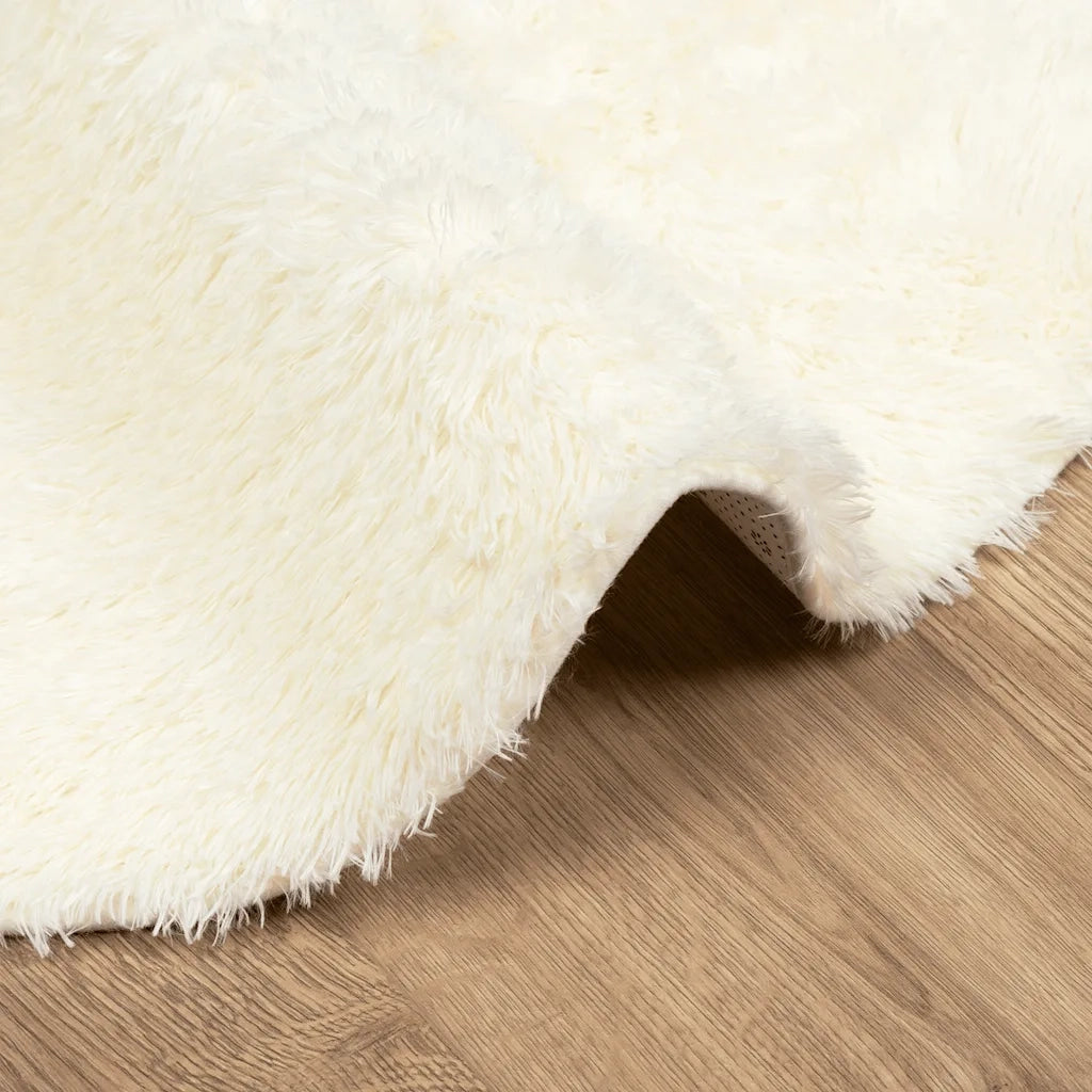 Tappeto Shaggy a Pelo Lungo NAVARRA Crema 100x100 cm poliestere