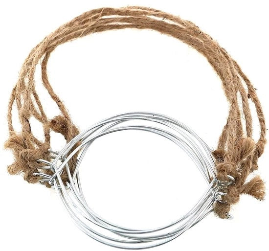 Sostegni per Lampade Solari 6 Pezzi - Funis di Canapa - Anello Metallico - Sostegni per Lampade Solari da Montaggio - Adatto per l'Esterno - Sostenibile e Sicuro - Sostegni per Vasche da Bagno