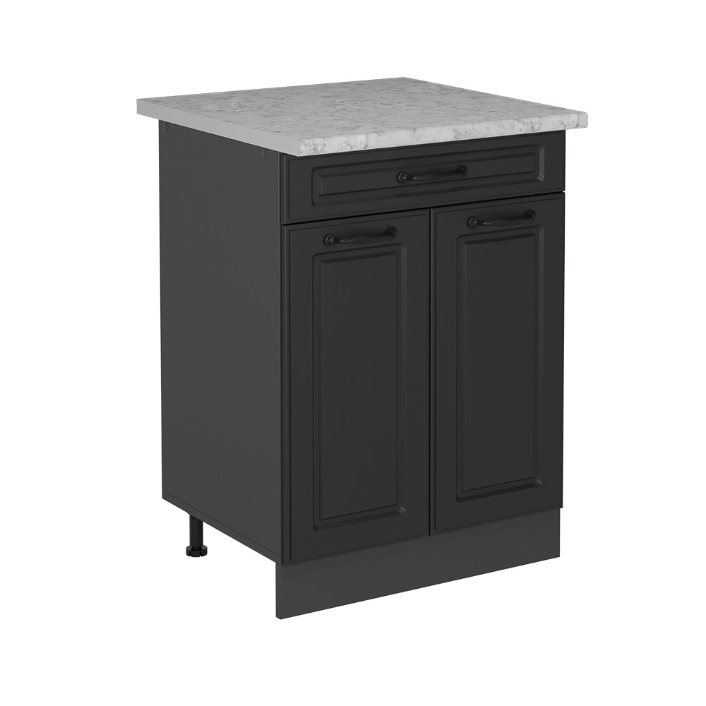 Mobiletto base per cucina R-Line Antracite rustico/Antracite 60 cm PL Marmo Vicco