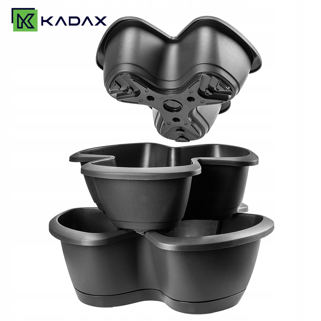 Vaso da fiori KADAX, vaso per fiori, coperchio in plastica, tripla cascata, supporto per fiori 3 in 1