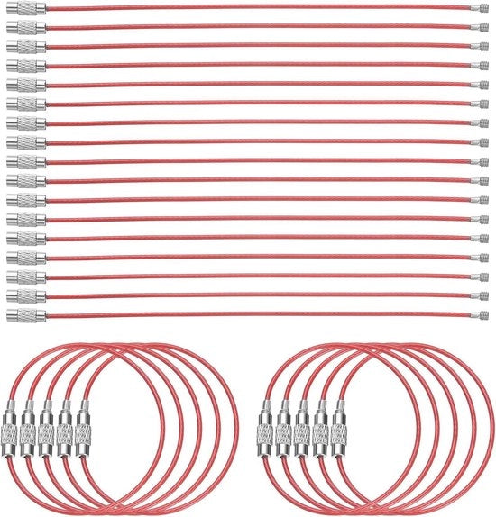 Set di appigli per chiavi da 50 pezzi, 15,2 cm di lunghezza, con rivestimento in plastica - Filo di 1,5 mm di diametro - Anello di chiusura in acciaio inossidabile rivestito - Per etichette, bagagli, chiavi