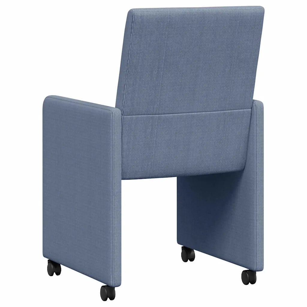 Sedie da Pranzo con Ruote con ruote 2 pcs Blu 57 x 66 x 94 cm