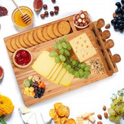 Scalda-panino in legno di bambù extra grande – Incluso 4 set di servizio per formaggi – 28x35.5 cm – Set di servizio di lusso
