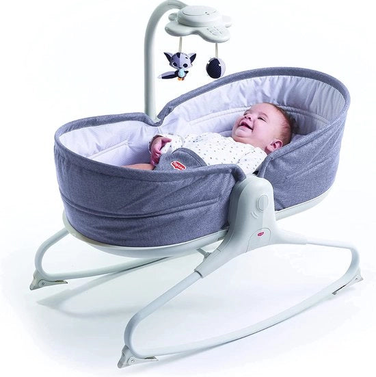 Seggiolone oscillante per bebè - Letto per neonati - Seggiolone per bambini - Nido per bambini - Nido oscillante - Seggiolone con musica e luce rilassante - (grigio)