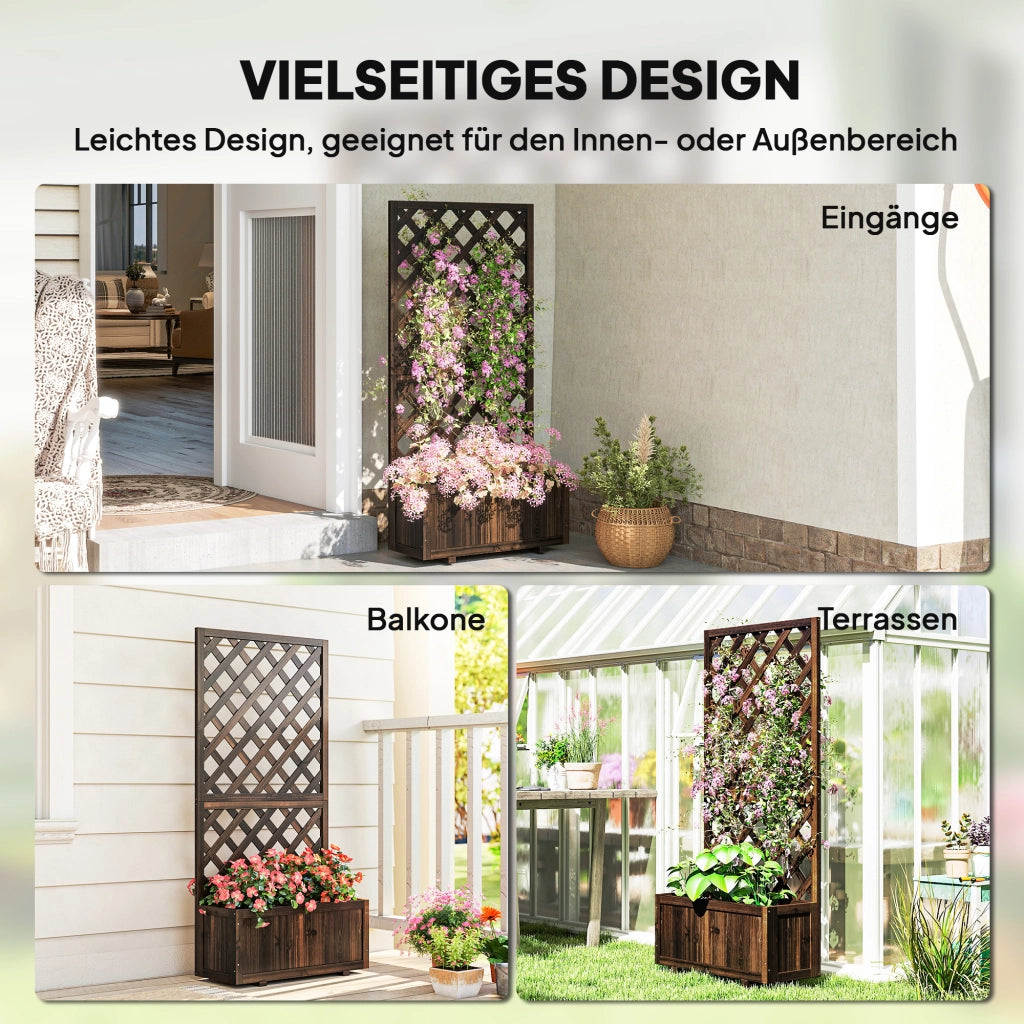 Hochbeet con griglia per rampicanti ¨C zephmum ¨C 72.5x31.5x149.5 cm, marrone, legno