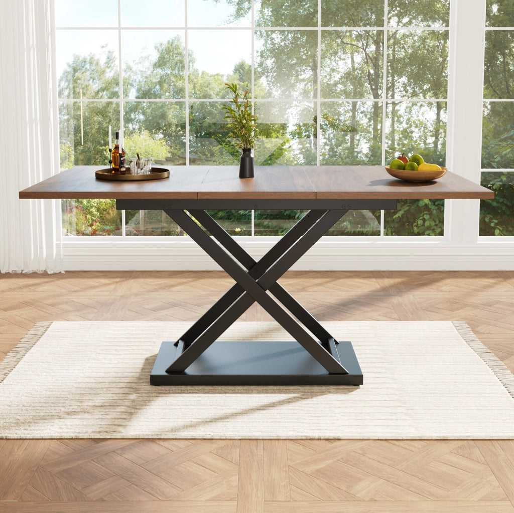 Tavolo da pranzo allungabile 120-160x80 cm noce e nero