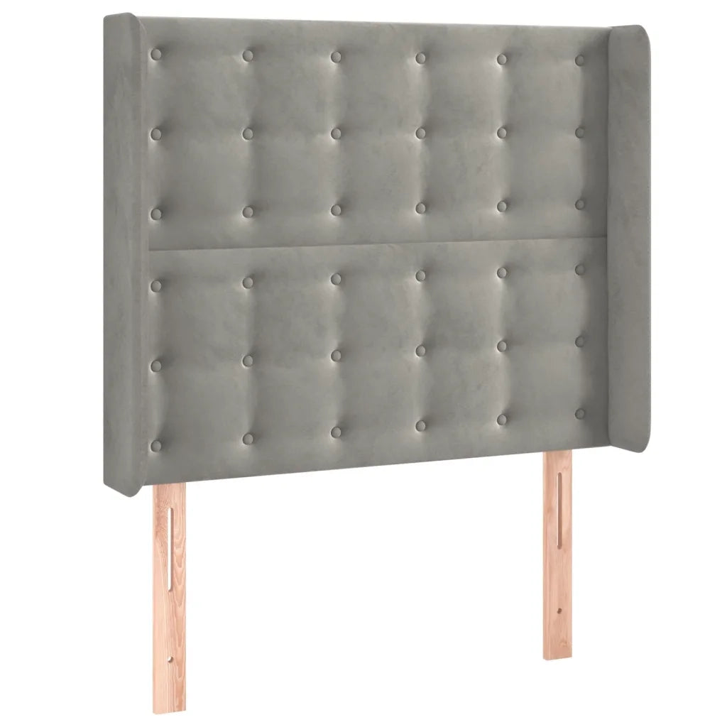 Testiera | Testata ad Orecchio Grigio Chiaro 103x16x118/128 cm in Velluto