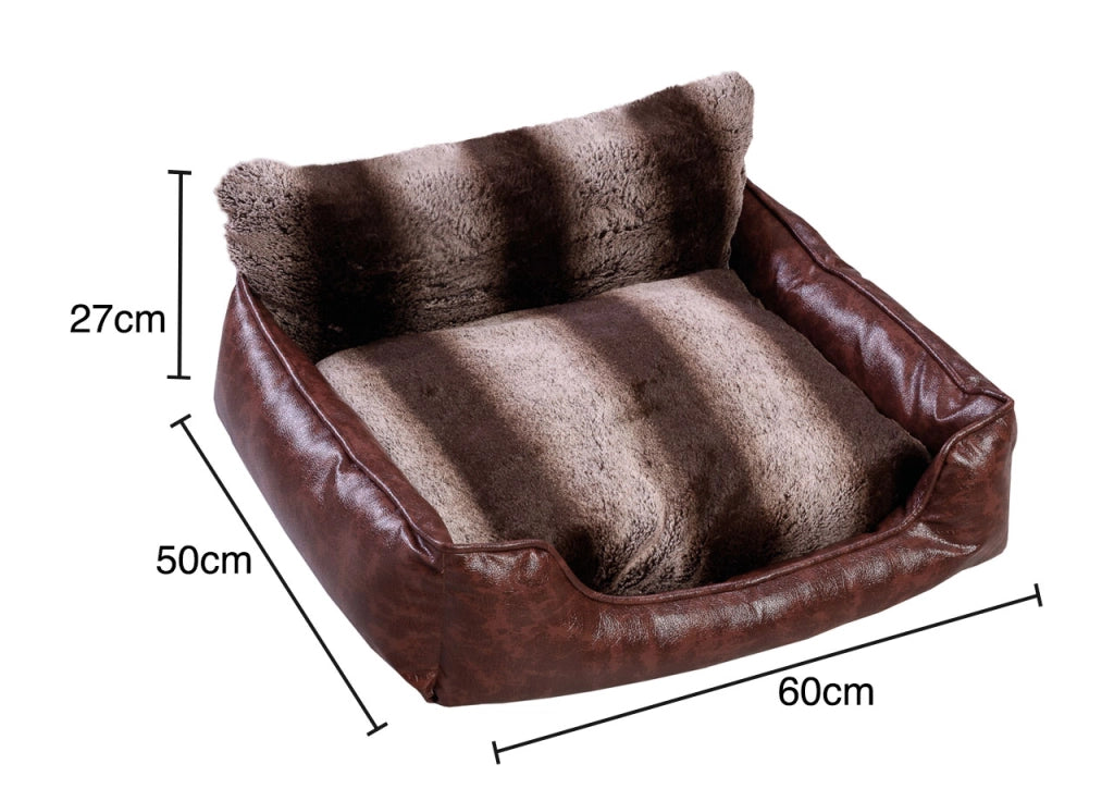 Cuccia Divanetto Cane Gatto Cuscino Morbido Peluches Effetto Cuoio Animali Elegance