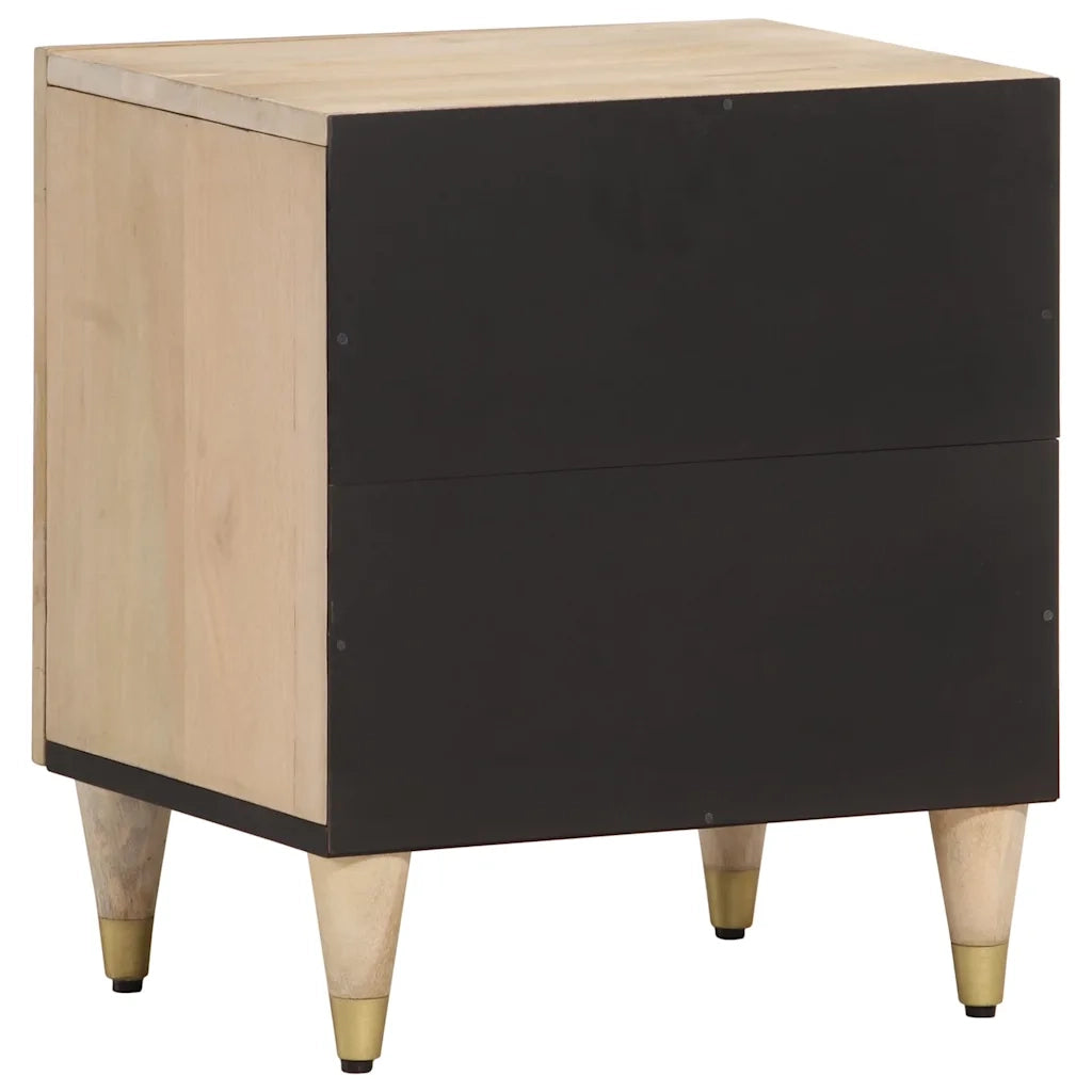 Set di 2 Comodini | Armadio da Notte | Mobiletto da notte 40x33x46 cm in Legno Massello di Mango