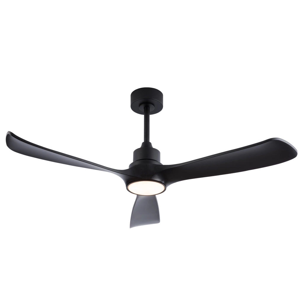 Ventilatore da soffitto con luce da 52 pollici; motore DC reversibile; telecomando; nero