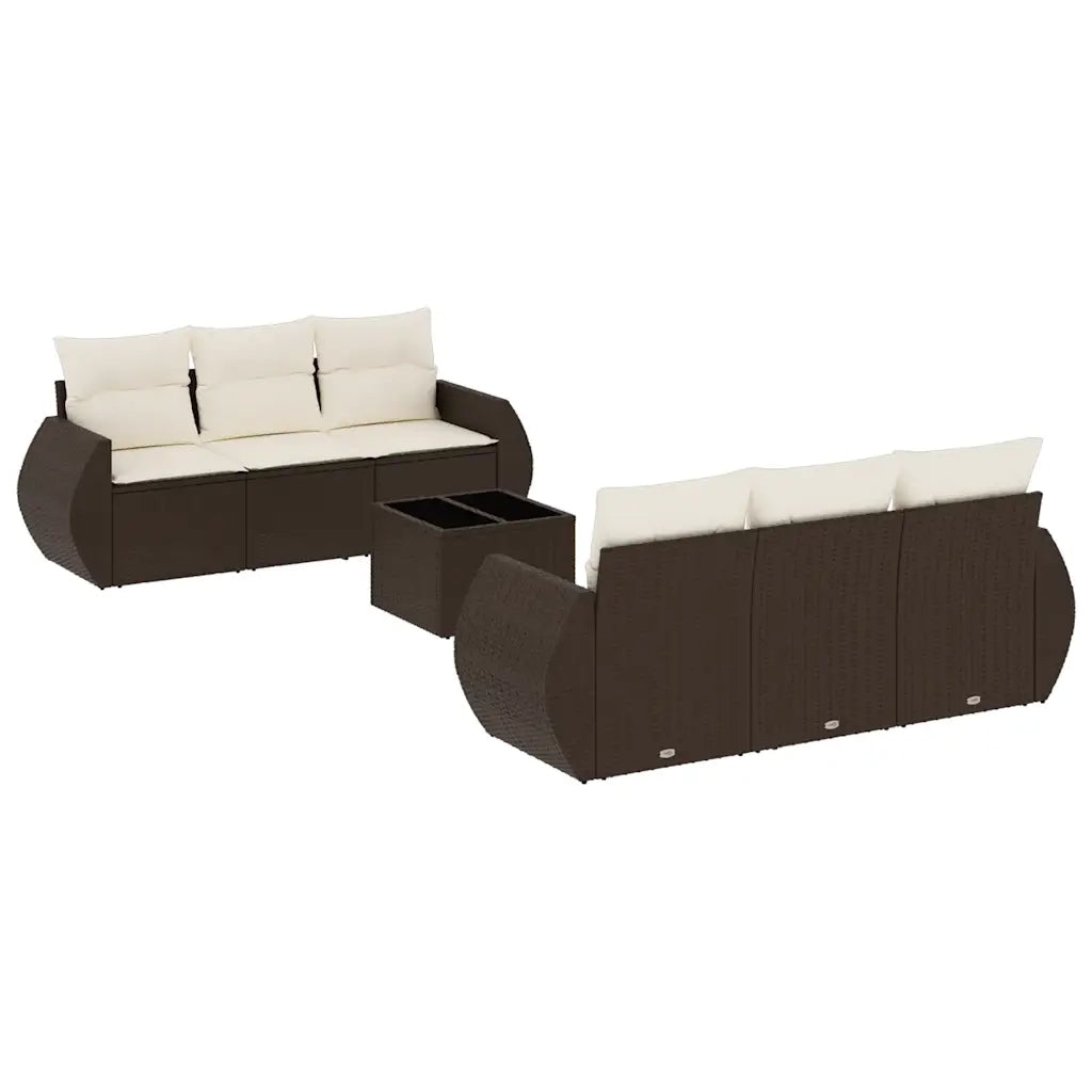 Set Divani da Giardino 7 pz con Cuscini Marrone in Polyrattan 3253450
