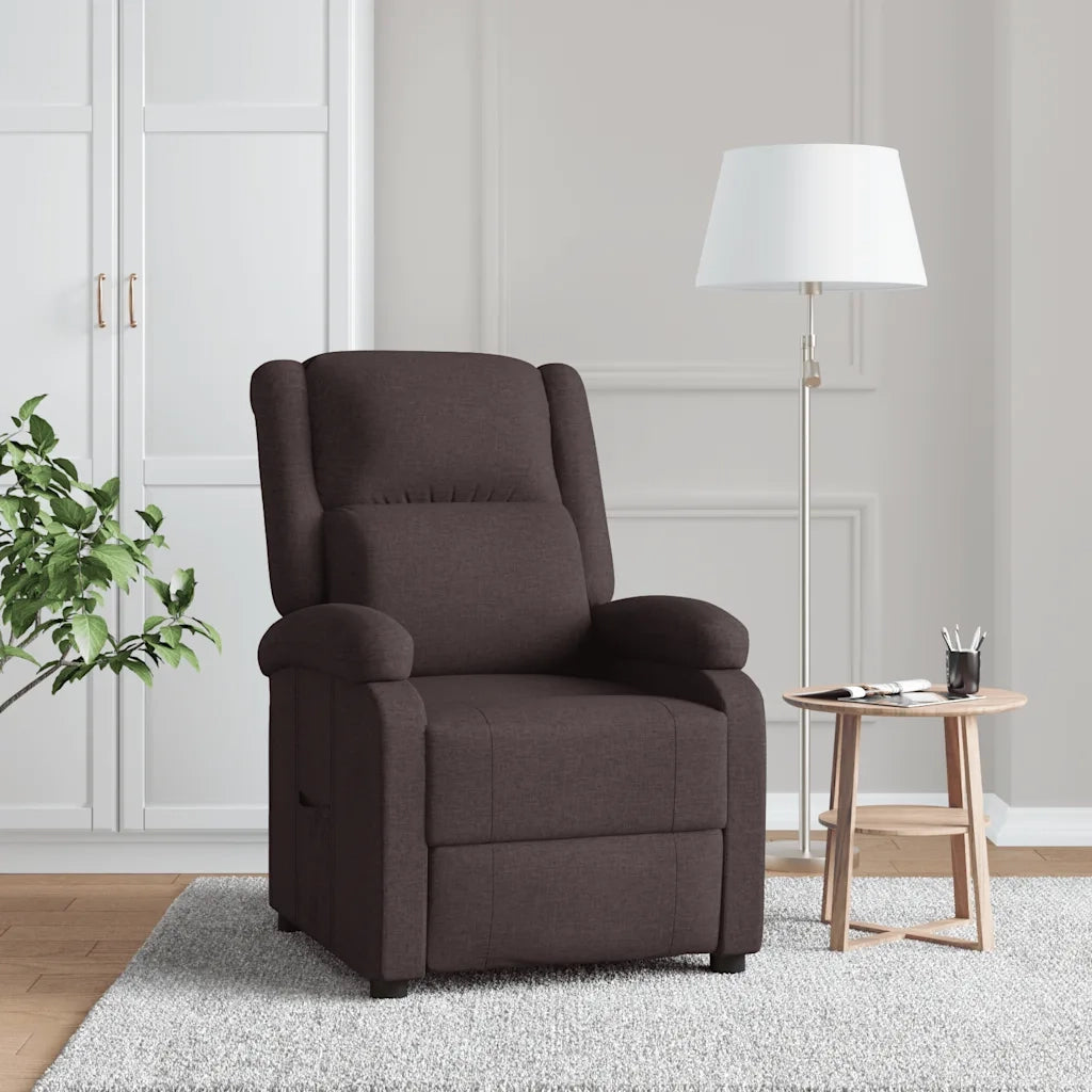Poltrona Reclinabile Marrone Scuro in Tessuto 342423