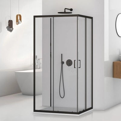 Set doccia con braccio 35 cm e soffione 20 cm in inox nero opaco
