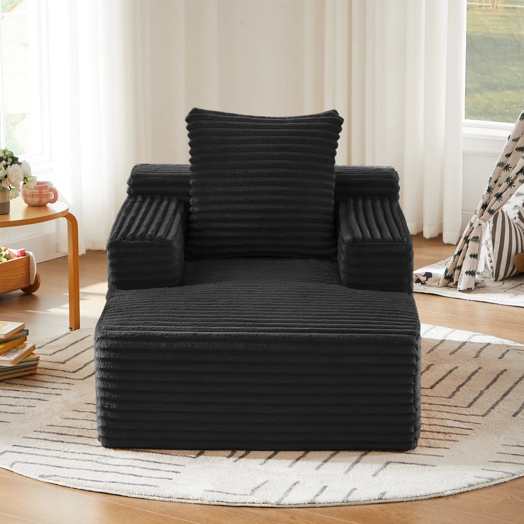 DIVANO Chaise longue in velluto a coste nero
