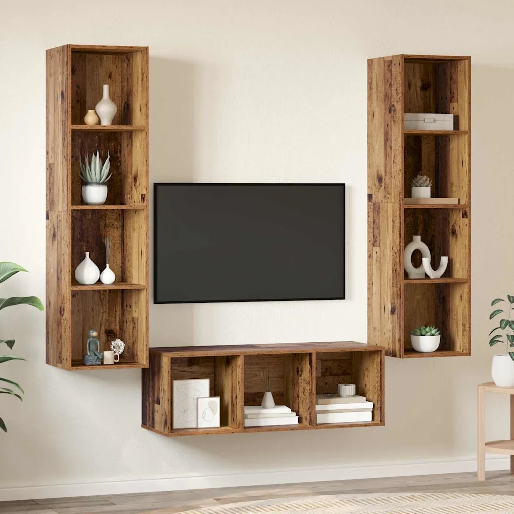 Set mobile TV 3 pcs Legno vecchio Legno multistrato