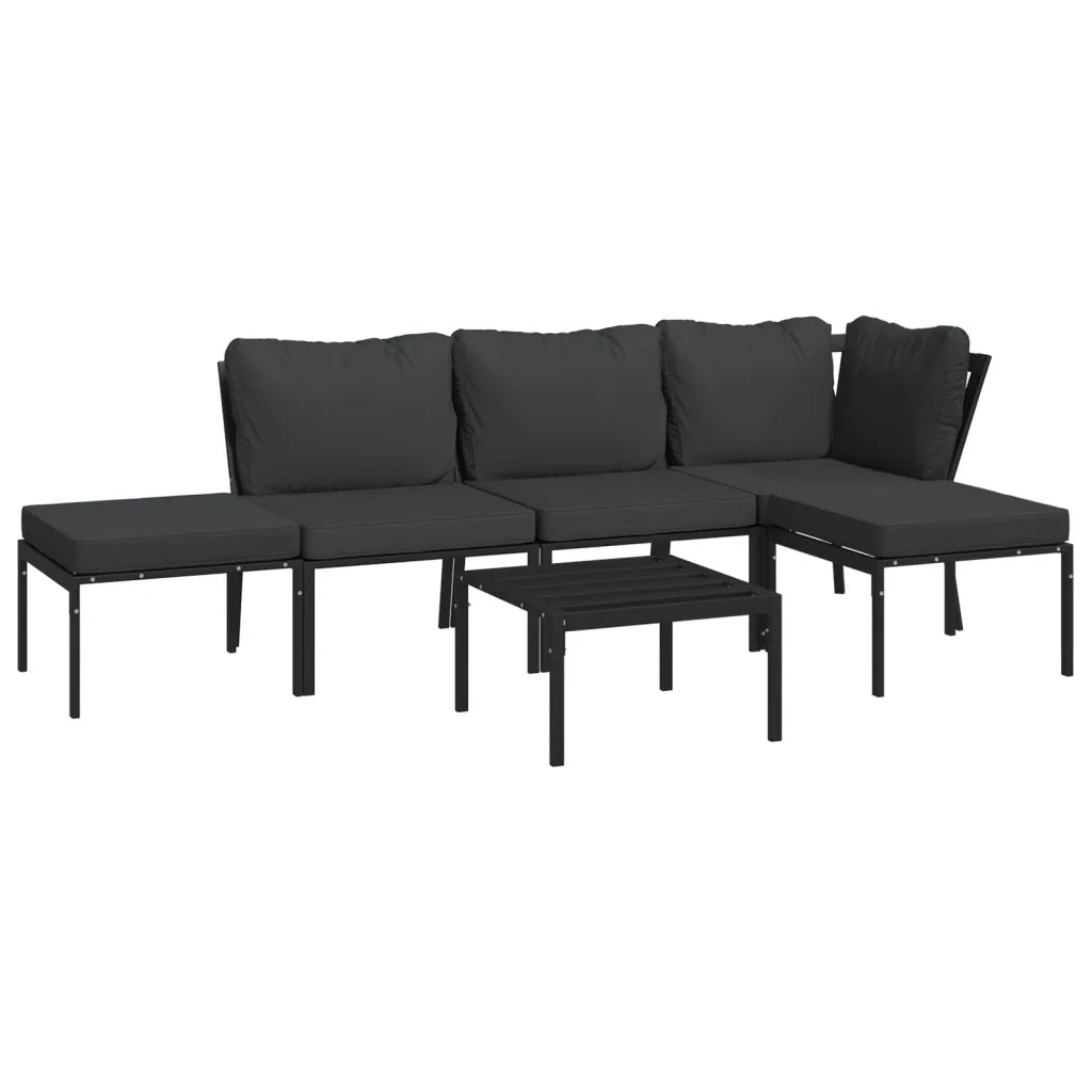 Set Salotto da Giardino 6pz con Cuscini Grigi in Acciaiocod mxl 124651